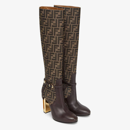 Cuero | Delfina Brown leather high-heeled boots
