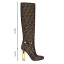 Delfina Brown leather high-heeled boots