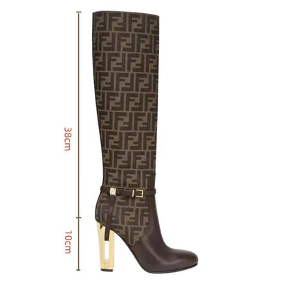 Cuero | Delfina Brown leather high-heeled boots