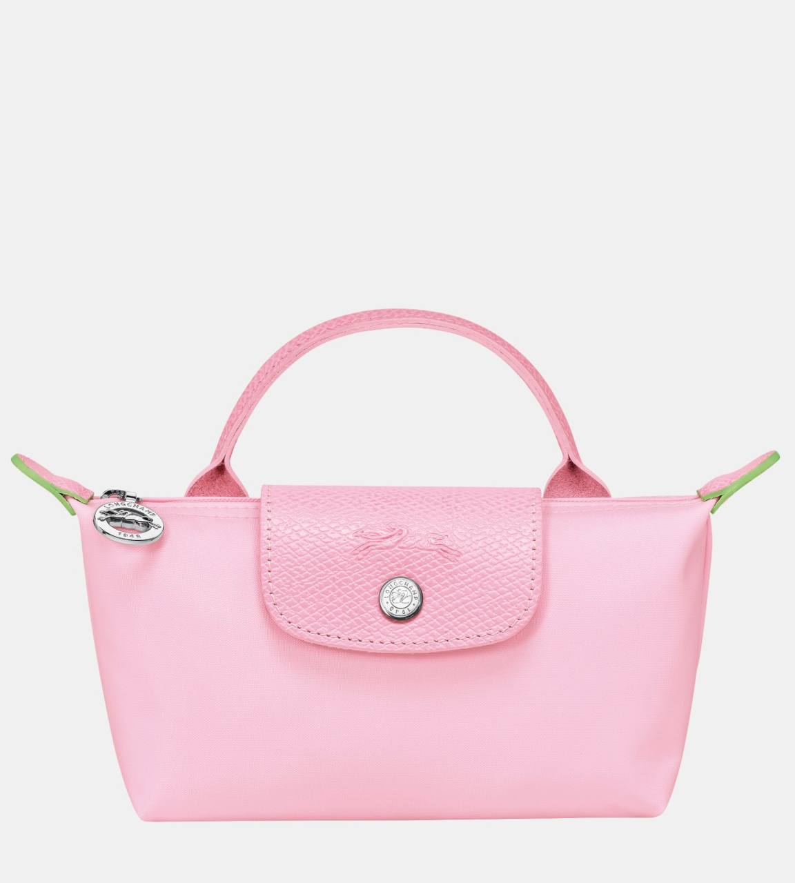 Cuero | Long Champ Le Pliage Mini Soft Pink Pouch With Handle