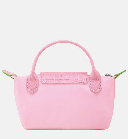 Cuero | Long Champ Le Pliage Mini Soft Pink Pouch With Handle