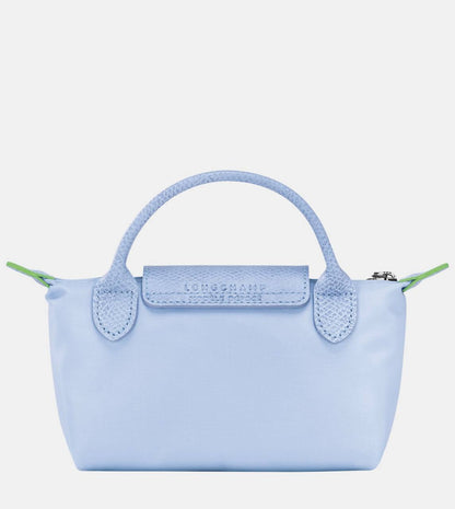 Cuero | Long Champ Le Pliage Mini Baby blue Pouch With Handle