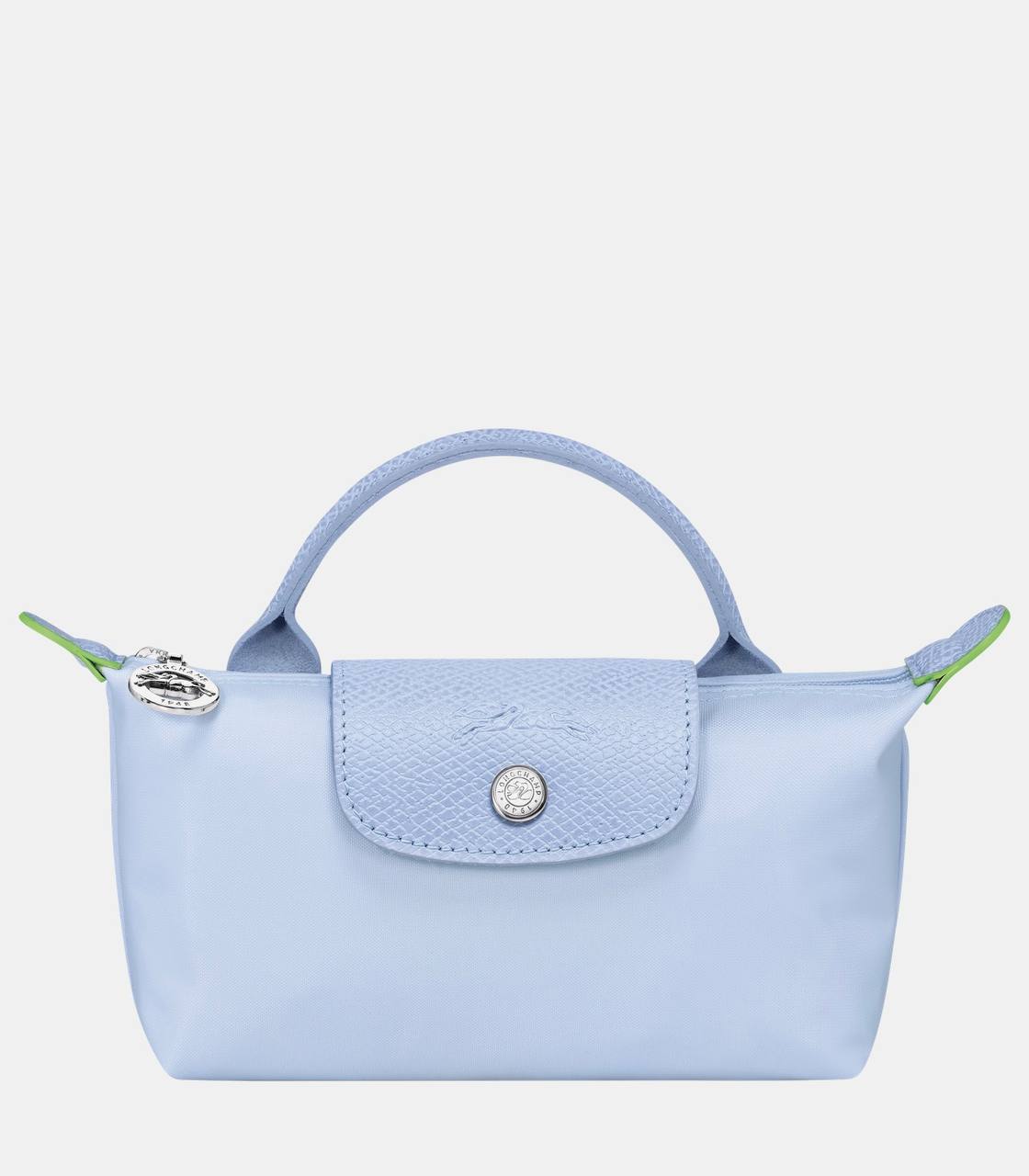Cuero | Long Champ Le Pliage Mini Baby blue Pouch With Handle