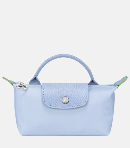 Cuero | Long Champ Le Pliage Mini Baby blue Pouch With Handle
