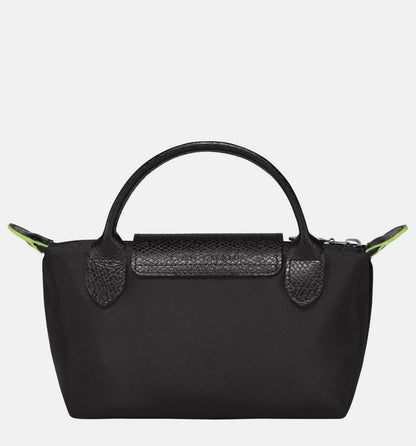 Cuero | Long Champ Le Pliage Mini Black Pouch With Handle
