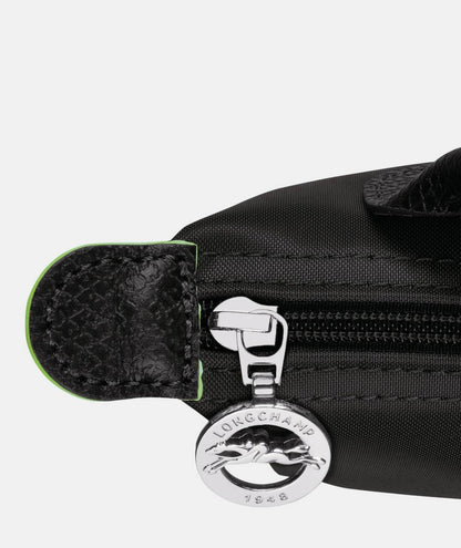 Cuero | Long Champ Le Pliage Mini Black Pouch With Handle