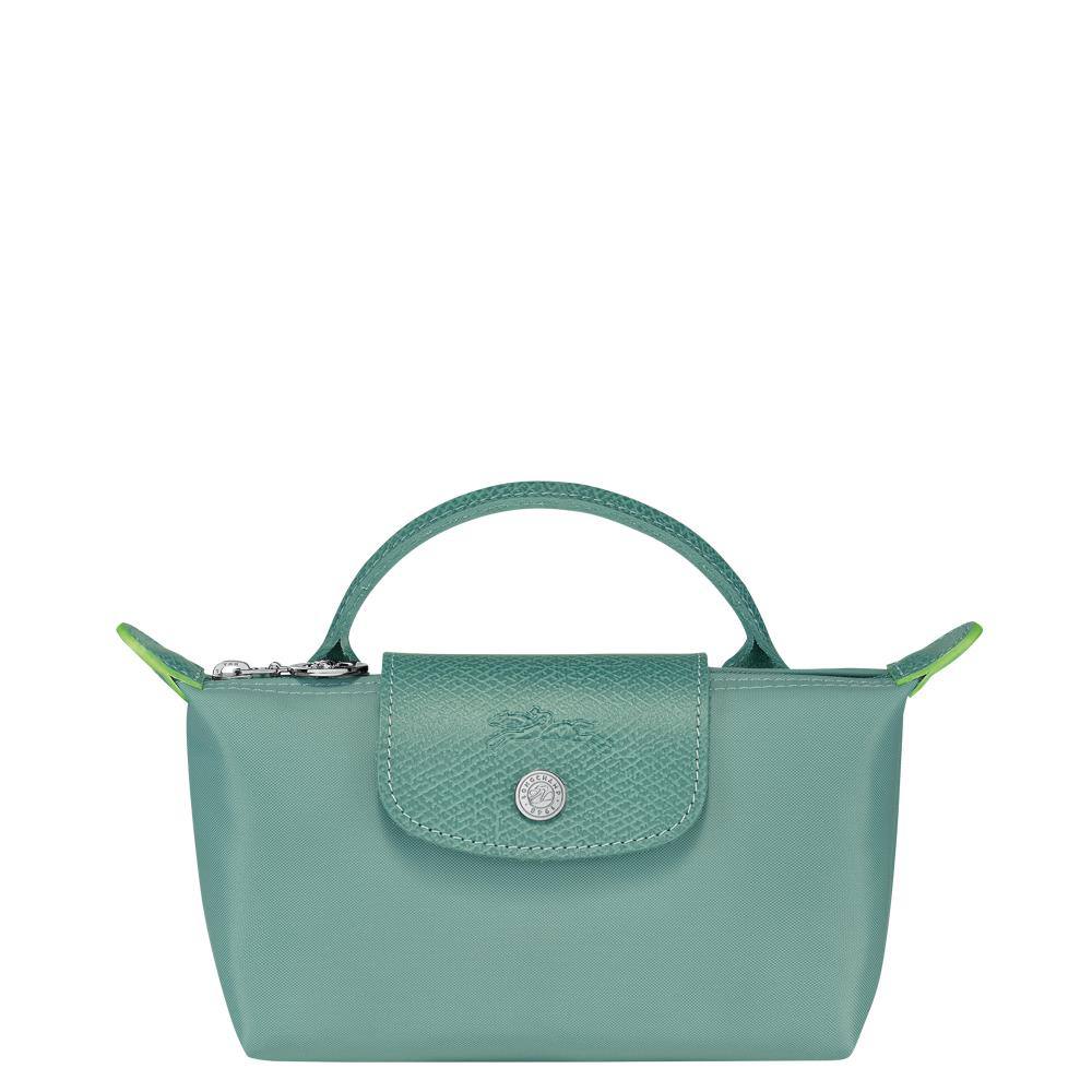 Cuero | Long Champ Le Pliage Mini Mint Green Pouch With Handle