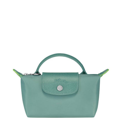Cuero | Long Champ Le Pliage Mini Mint Green Pouch With Handle