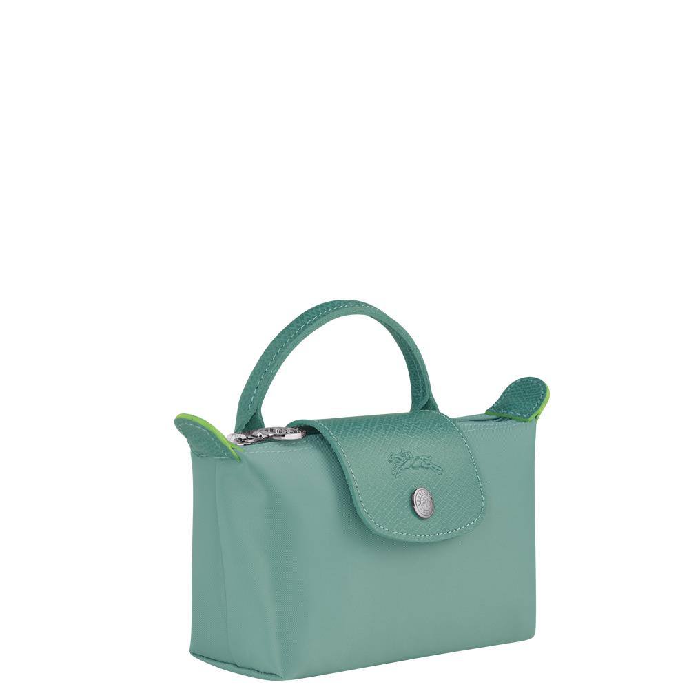 Cuero | Long Champ Le Pliage Mini Mint Green Pouch With Handle