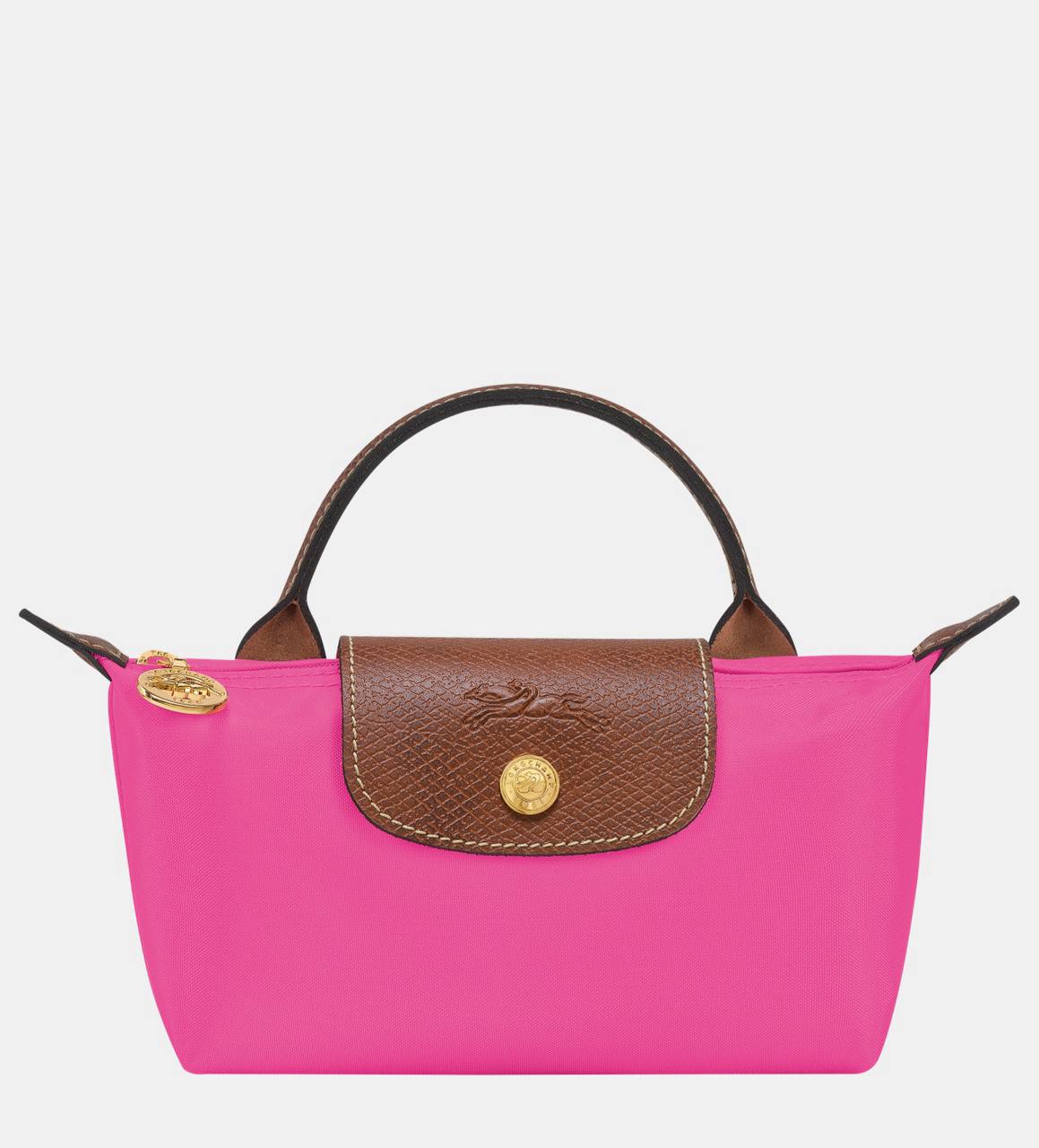 Cuero | Long Champ Le Pliage Mini Pink Pouch With Handle