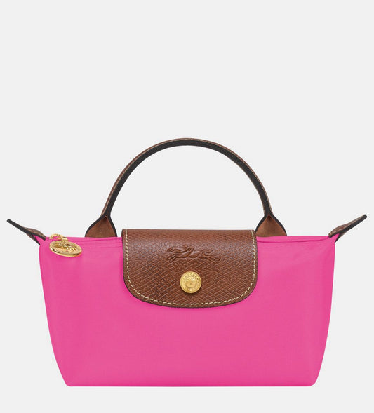 Cuero | Long Champ Le Pliage Mini Pink Pouch With Handle