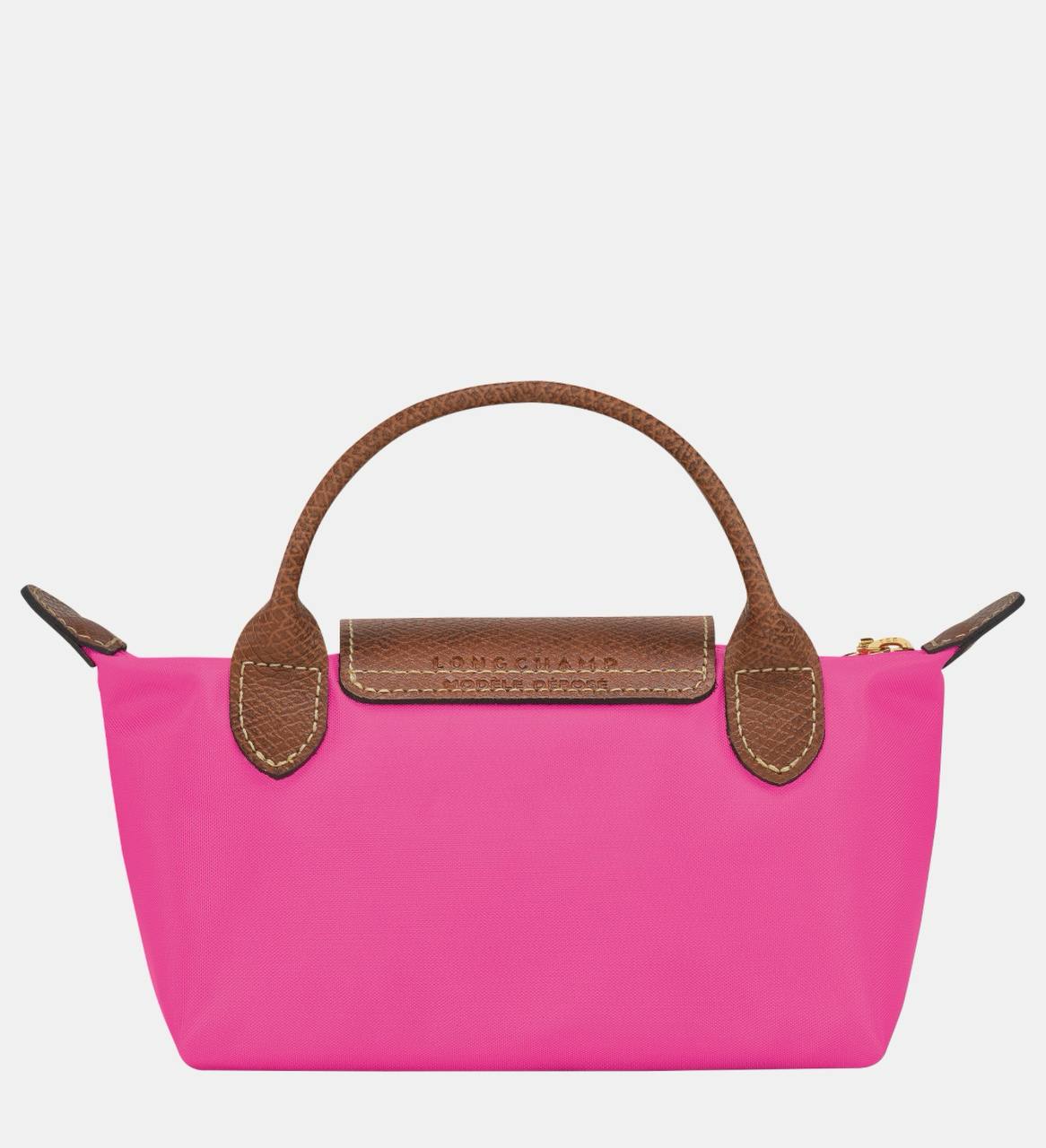 Cuero | Long Champ Le Pliage Mini Pink Pouch With Handle