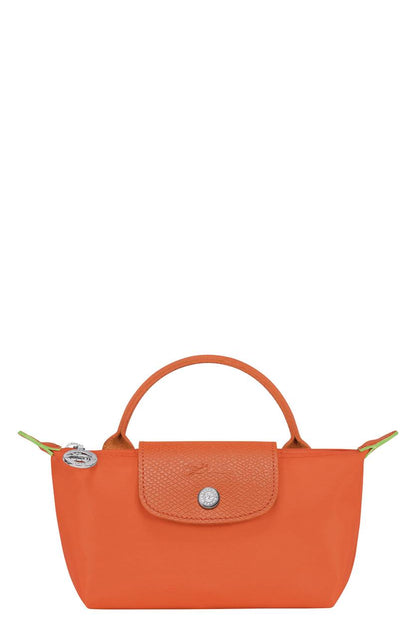 Cuero | Long Champ Le Pliage Mini Orange Pouch With Handle