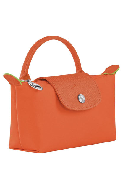 Cuero | Long Champ Le Pliage Mini Orange Pouch With Handle