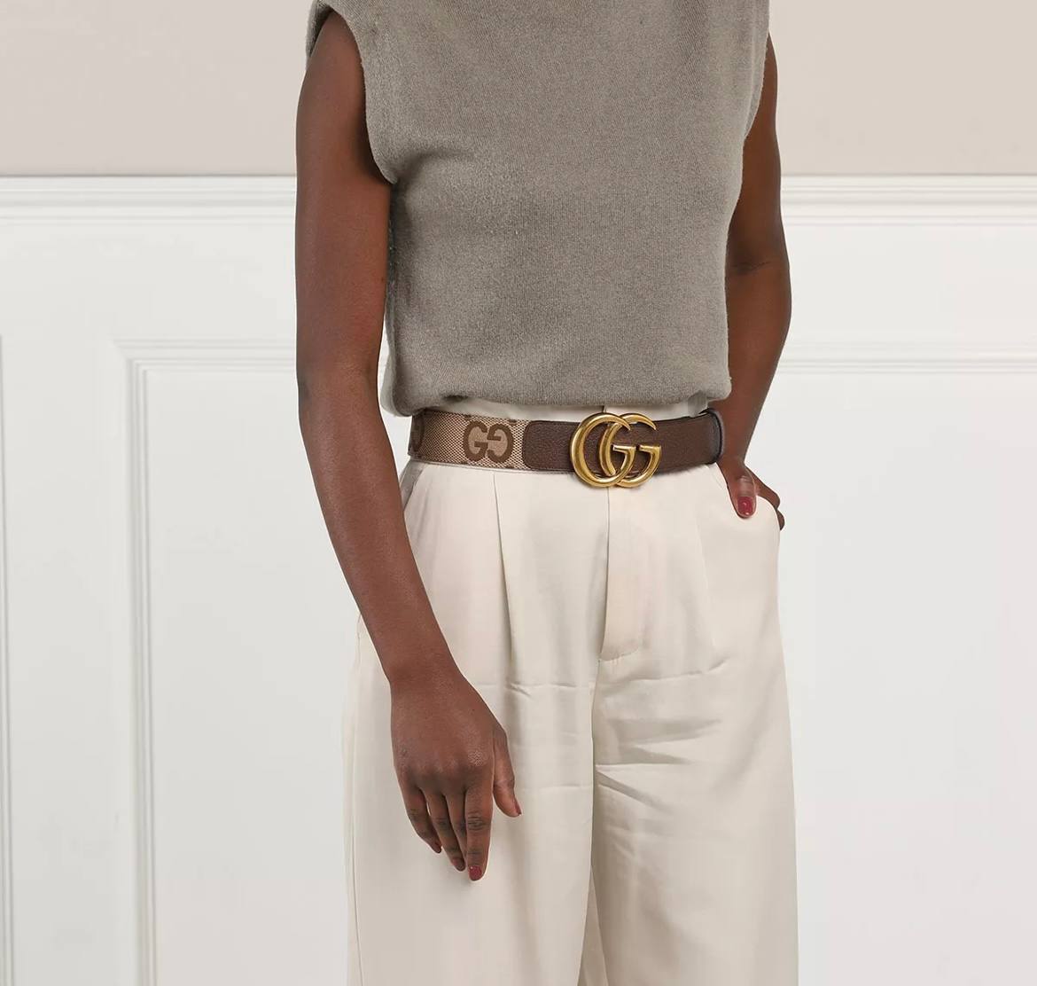 Cuero | GG Ebony Marmont Buckle Wide Belt