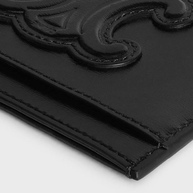 Cuero | Shiny Calfskin Triomphe Card Holder Black