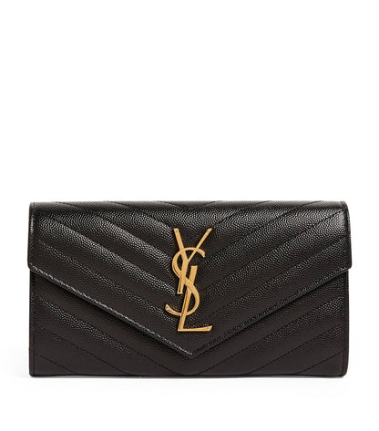 Cuero | Cassandre matelassé envelope leather wallet on chain