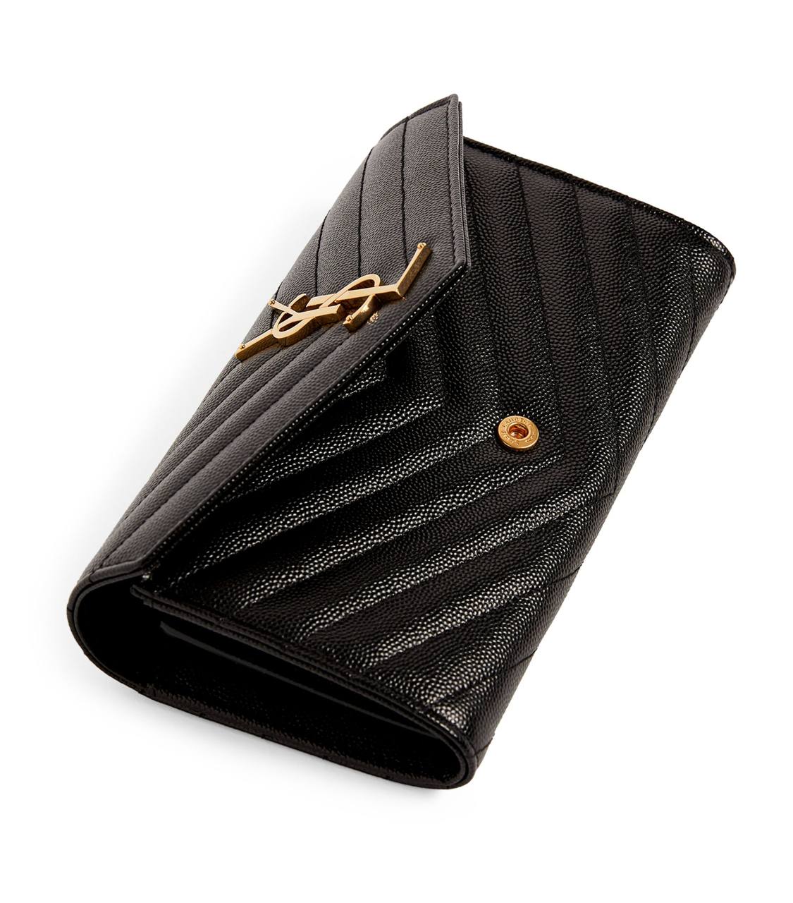 Cuero | Cassandre matelassé envelope leather wallet on chain