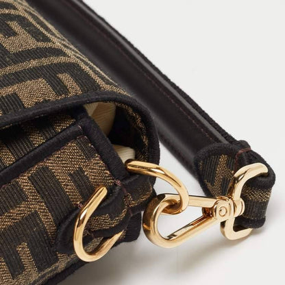 Cuero | Tobacco Zucca Jacquard Canvas Medium Baguette Bag