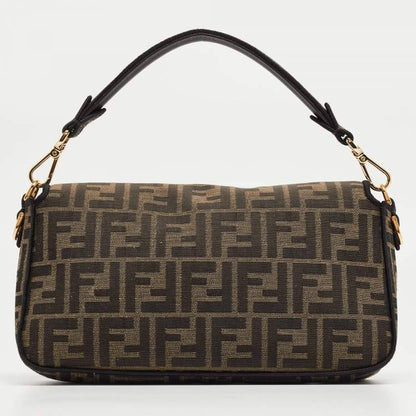 Cuero | Tobacco Zucca Jacquard Canvas Medium Baguette Bag
