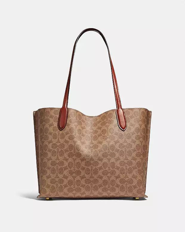Cuero | Camel/Beige Signature Coated Canvas Willow Tote