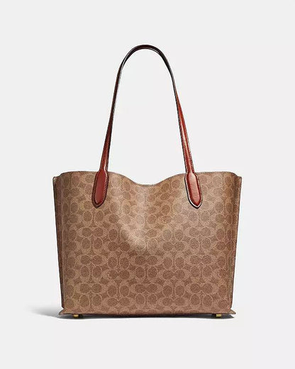 Cuero | Camel/Beige Signature Coated Canvas Willow Tote