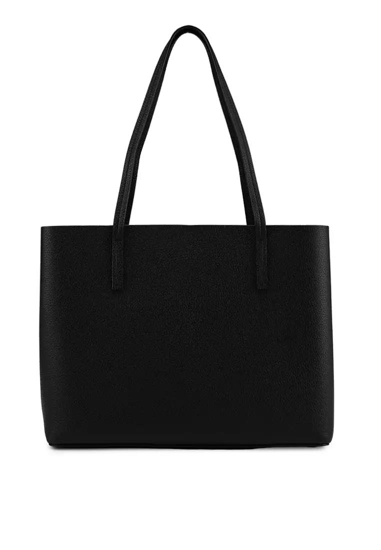 Cuero | Black Center Zip Tote Bag
