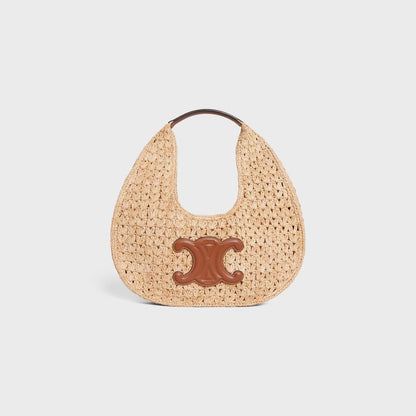 Cuero | CLASSIC PANIER HOBO BAG IN RAFFIA AND CALFSKIN