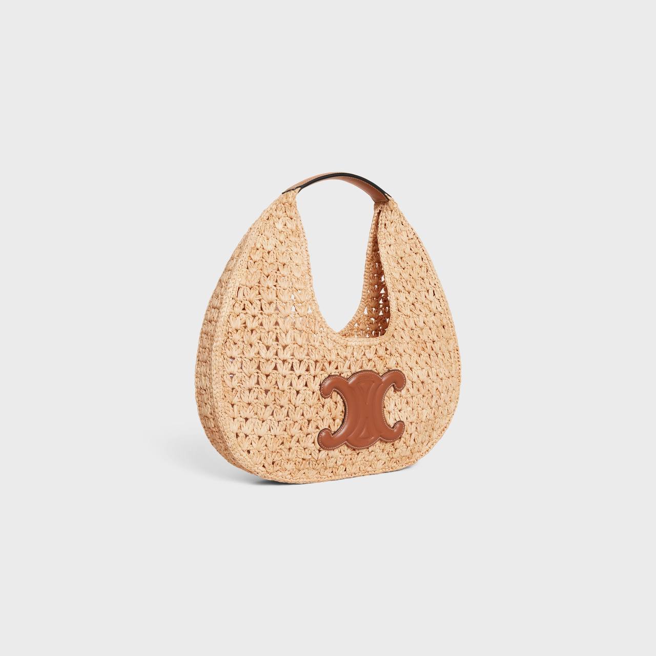 Cuero | CLASSIC PANIER HOBO BAG IN RAFFIA AND CALFSKIN