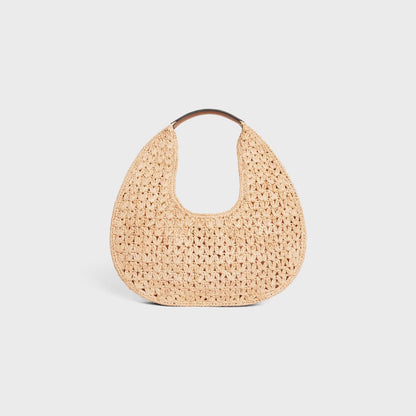 Cuero | CLASSIC PANIER HOBO BAG IN RAFFIA AND CALFSKIN