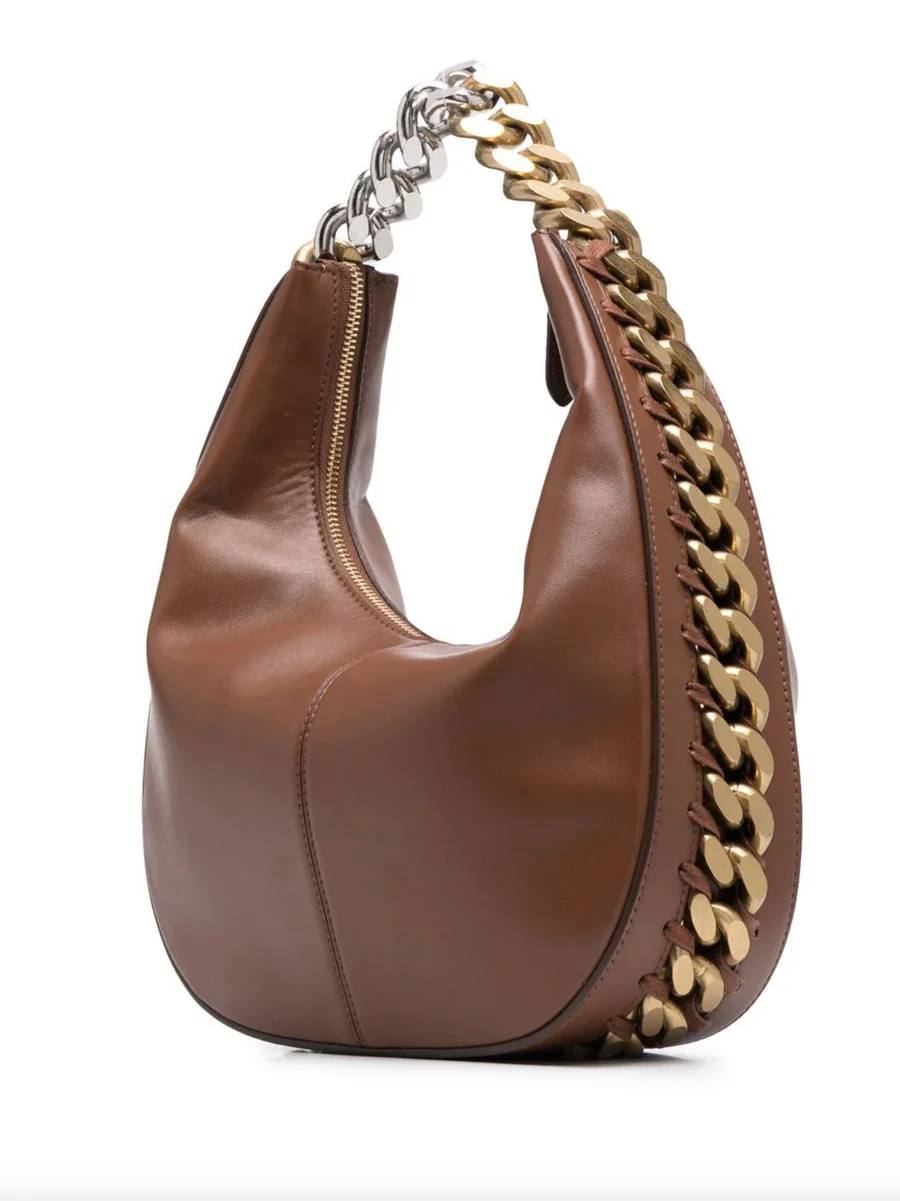 Cuero | CHUNKY-CHAIN DETAIL TOTE BAG - BROWN