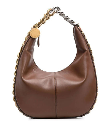 Cuero | CHUNKY-CHAIN DETAIL TOTE BAG - BROWN