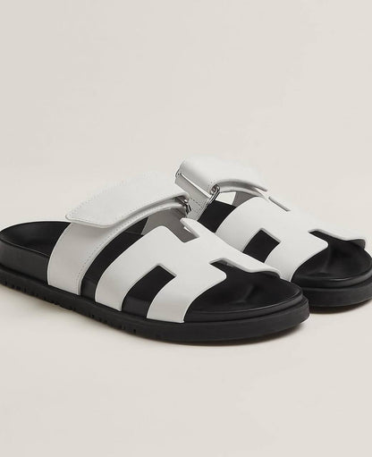 Cuero | Chypre White Sandals Slides