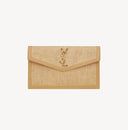 YSL UPTOWN POUCH IN MICRO RAFFIA NATURAL HAY & BLUSHYSL