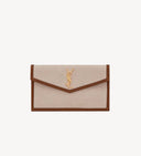 YSL UPTOWN POUCH IN CANVAS AND SMOOTH LEATHER NATURAL BEIGE