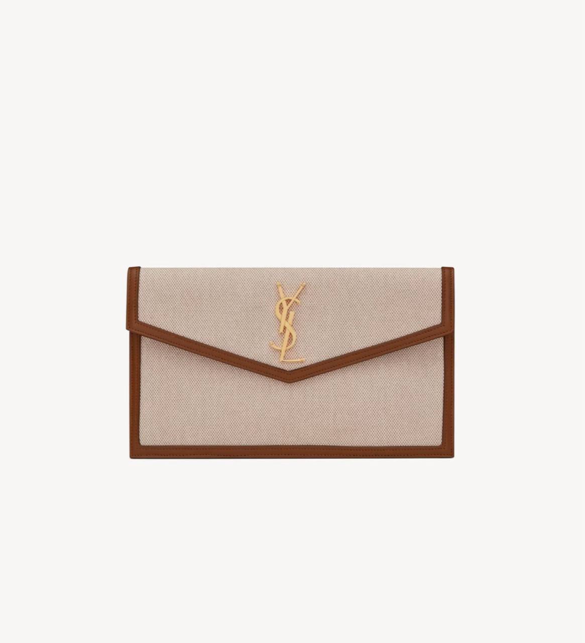 Cuero | UPTOWN POUCH IN CANVAS AND SMOOTH LEATHER NATURAL BEIGE