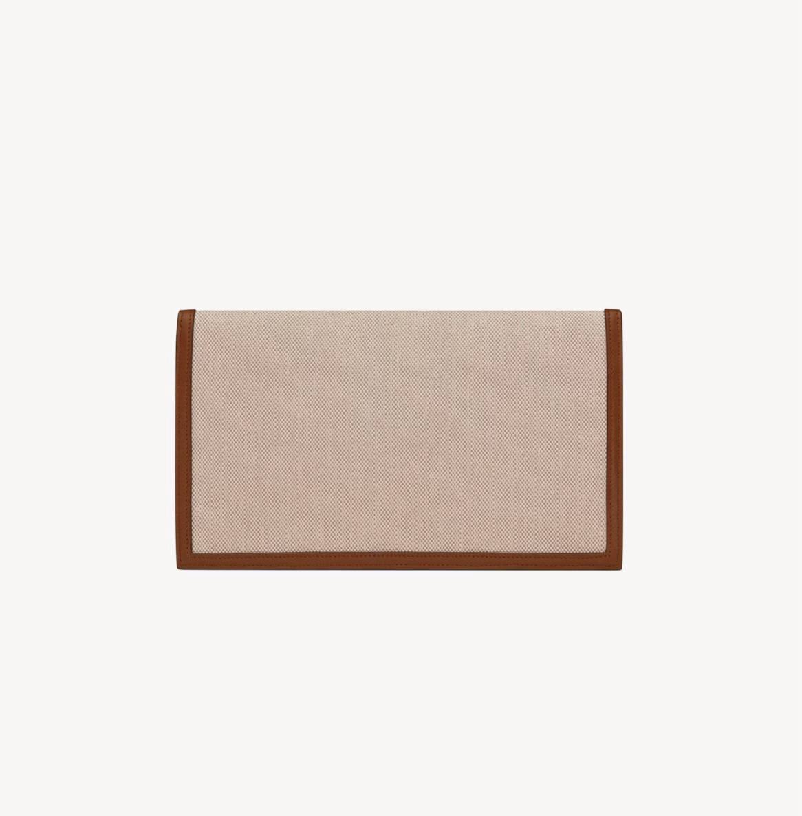 Cuero | UPTOWN POUCH IN CANVAS AND SMOOTH LEATHER NATURAL BEIGE