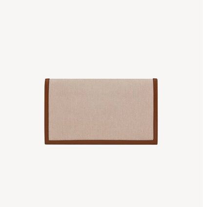 Cuero | UPTOWN POUCH IN CANVAS AND SMOOTH LEATHER NATURAL BEIGE