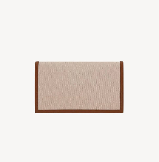Cuero | UPTOWN POUCH IN CANVAS AND SMOOTH LEATHER NATURAL BEIGE