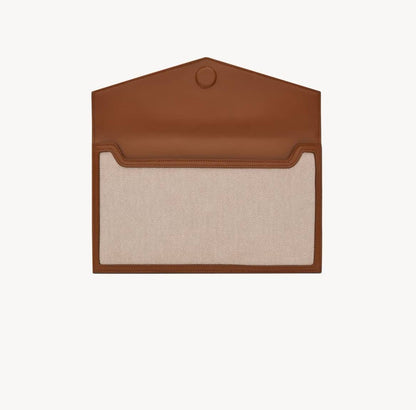 Cuero | UPTOWN POUCH IN CANVAS AND SMOOTH LEATHER NATURAL BEIGE