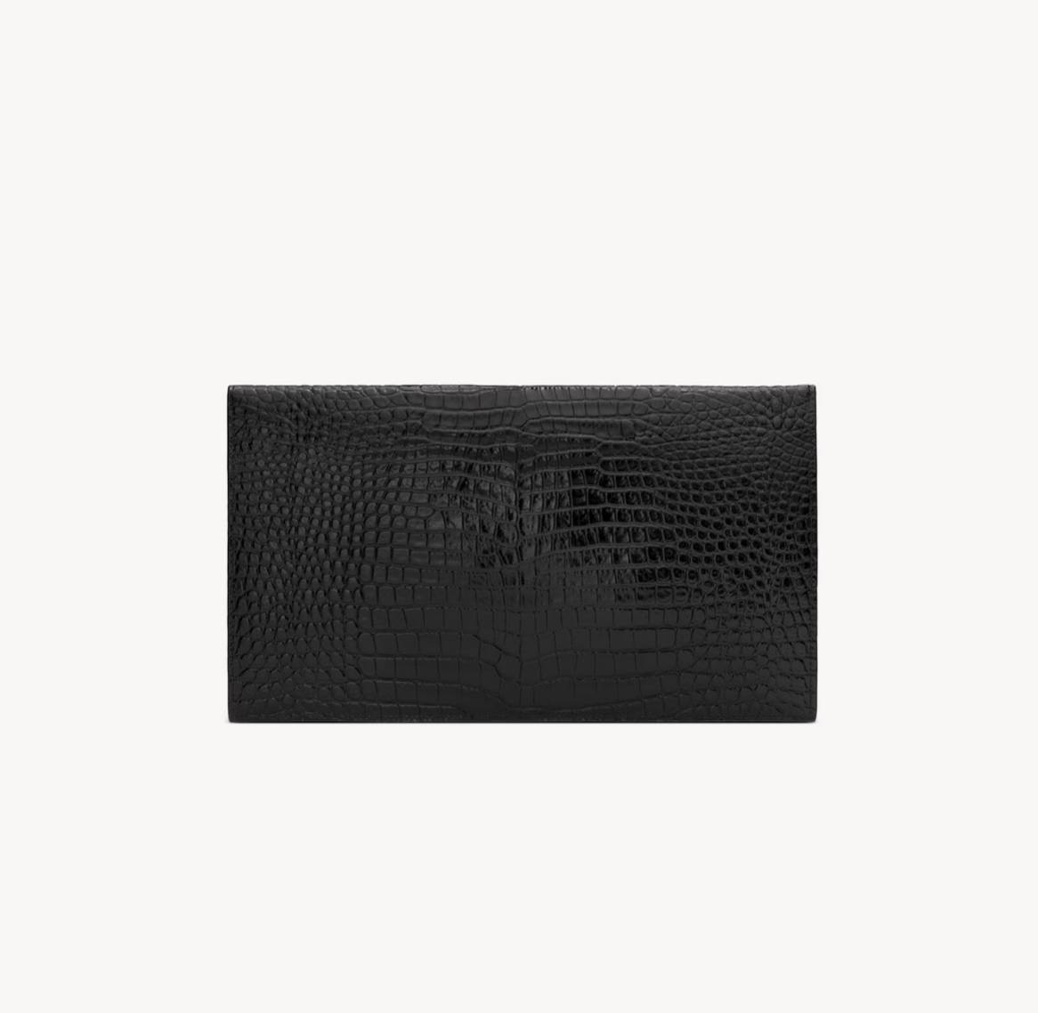 Cuero | UPTOWN POUCH IN CROCODILE-EMBOSSED SHINY LEATHER BLACK