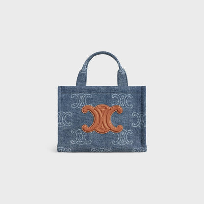 Cuero | small cabas thais in Denim with Triomphe all-over and calfskin