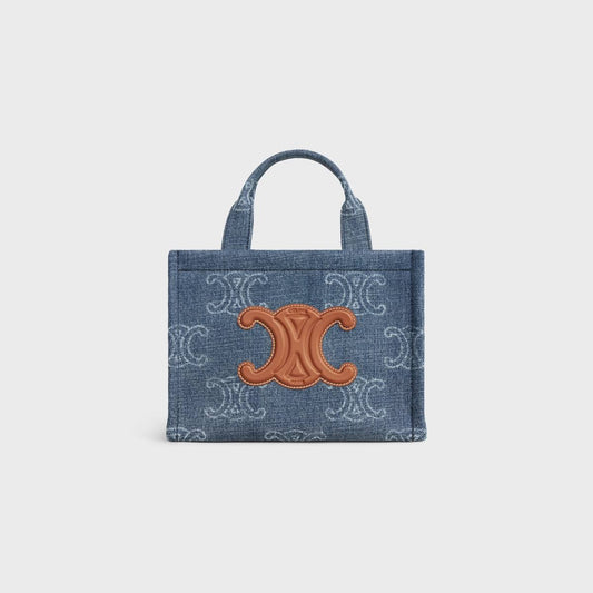 Cuero | small cabas thais in Denim with Triomphe all-over and calfskin