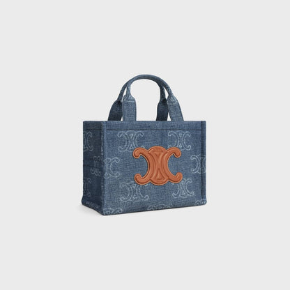 Cuero | small cabas thais in Denim with Triomphe all-over and calfskin