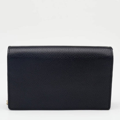 Cuero | Black Pebbled Leather Soho Wallet On Chain