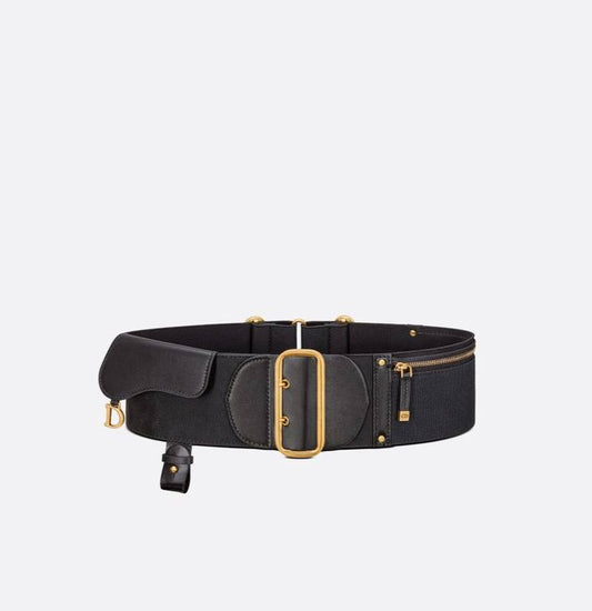 Cuero | Saddle Belt Black Smooth Calfskin and Technical Fabric