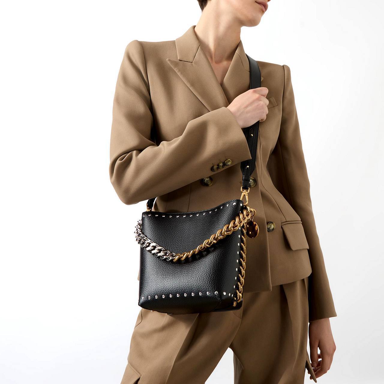 Cuero | Frayme Studded Grainy Alter Mat Bucket Bag