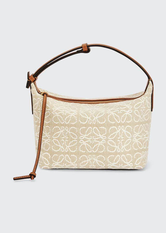 Cuero | SMALL CUBE LEATHER TRIMMED CANVAS JACQUARD BAG