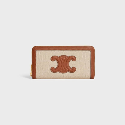 Cuero | LARGE ZIPPED WALLET IN TEXTILE AND CALFSKIN