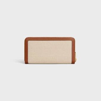 Cuero | LARGE ZIPPED WALLET IN TEXTILE AND CALFSKIN